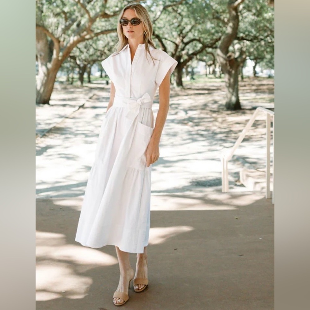 Julia Amory Betty Dress- cotton belted cap sleeve a-line midi dress NWT size XS